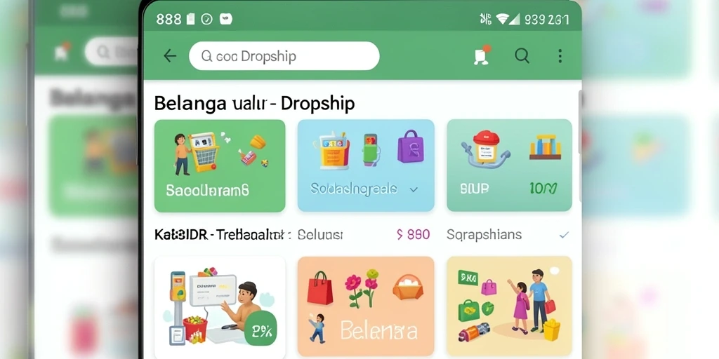 Tampilan antarmuka utama aplikasi 888IDR untuk dropship.