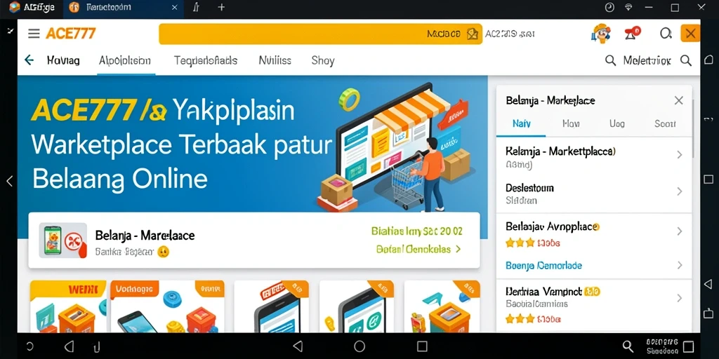 Antarmuka aplikasi ACE777 yang sederhana dan efisien untuk berbelanja.