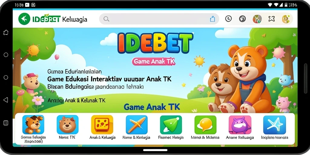Antarmuka utama IDEBET dengan berbagai pilihan permainan edukatif.