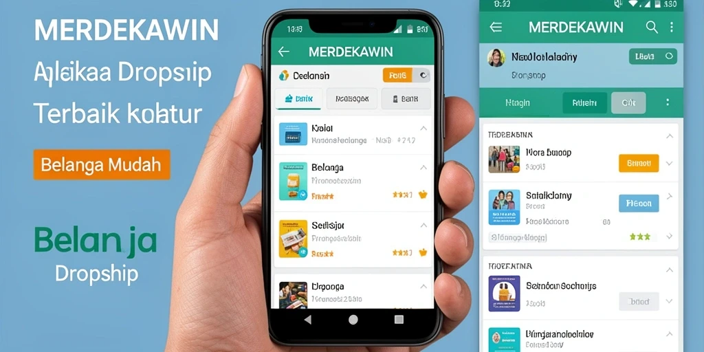 Tampilan antarmuka aplikasi MERDEKAWIN untuk fungsi Dropship.