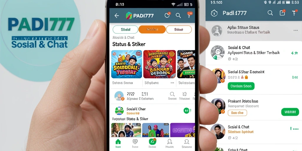 Antarmuka PADI777 menampilkan beragam stiker menarik untuk berbagi.