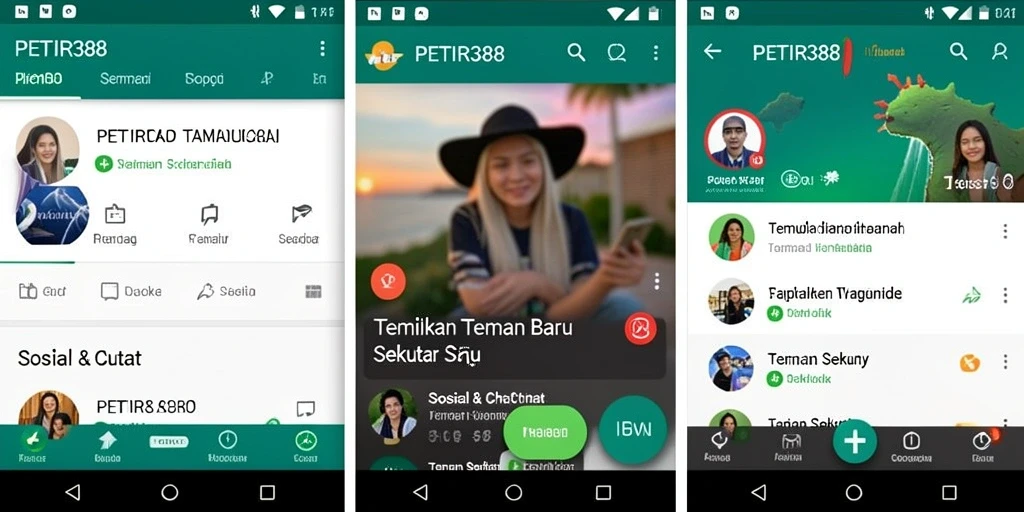 Tampilan antarmuka aplikasi PETIR388 yang memudahkan pengguna mencari teman.